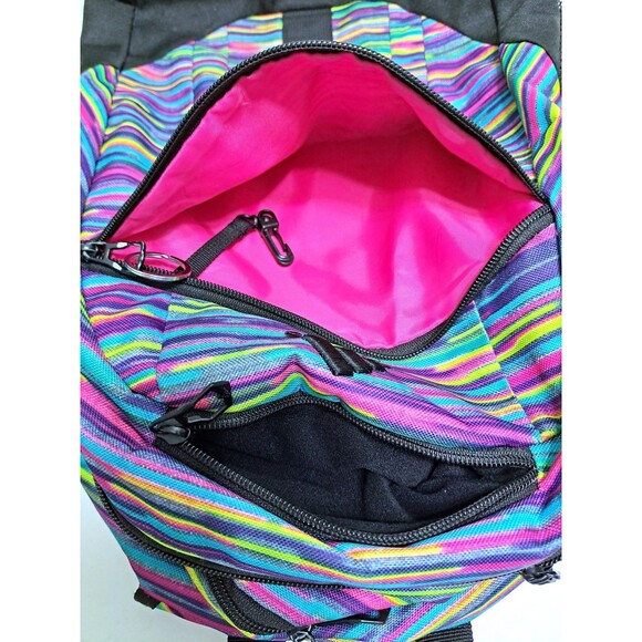 Adidas Rainbow School Backpack Striped Black Purple Pink Bag Multicolor - Picture 5 of 8